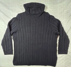 Talbots Womens 100% Pure Cashmere Sweater Turtleneck Cowl Neck Tunic Black L - Picture 1 of 8