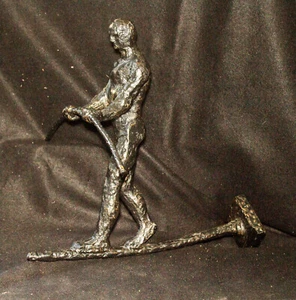 Heavy Solid Cast Iron Surrealist Sculpture Of Man On A Tightrope - Picture 1 of 11