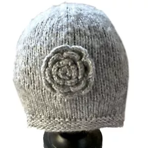 ALPACA Wool Bucket Hat Soft Fuzzy Warm Gray White Blend with Flower - Picture 1 of 11