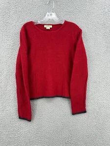 Maglione pullover vintage Eddie Bauer donna alto L lana di agnello boxy rosso ciliegia - Foto 1 di 10