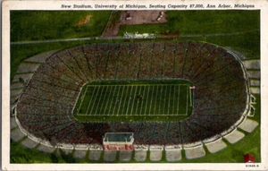 Postkarte University of Michigan New Stadium Ann Arbor Michigan Big House Leinen - Bild 1 von 2