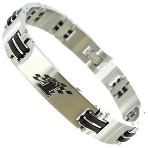 Nicky Hayden Moto GP Racing #1 Edelstahl Gummi Einsatz Herren Armband - Bild 1 von 6