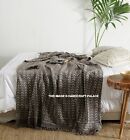Single Bed Block Print Throw Blanket Hand Loomed Cotton Bed Sofa Throw Quilt