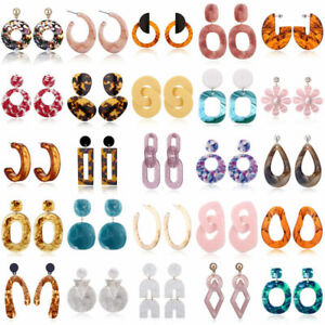 Women Boho Geometric Acrylic Resin Ear Stud Earrings Jewelry Dangle Drop Hook