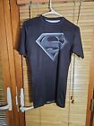 Under Armour Superman Compression Shirt Heat Gear Black Workout Shirt Men's M