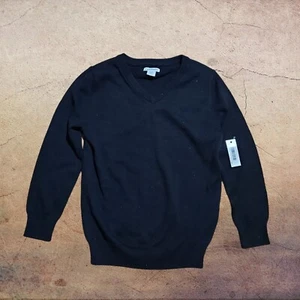 Amazon Essentials Boys Cotton V-neck Sweater Size Small 6/7 Black Uniform Top - Picture 1 of 8