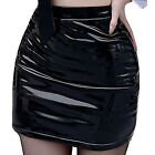 Womens Shiny Patent Leather Miniskirt Latex High Waist Bodycon Skirt Clubwear