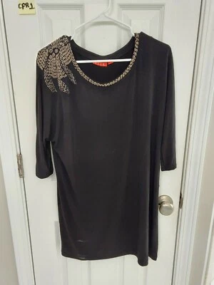 ELLE Women's Beaded Elegant Long Slv Dress Sz Sm Polyester Zip - Image 1 of 4