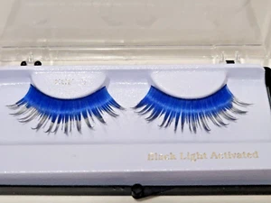 New Blue with Silver Black Light Activated Fashion False Eyelashes U.S. Seller - Picture 1 of 3