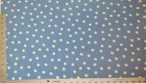 Sold By the Yard- Decorator Blue & Cream Polka Dots Fabric 100% Cotton - Picture 1 of 1
