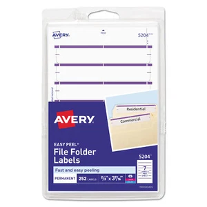 Avery Drucken oder Schreiben Datei Ordner Etiketten, 11/16 x 3 7/16, weiß/lila Leiste, 252/P - Bild 1 von 3
