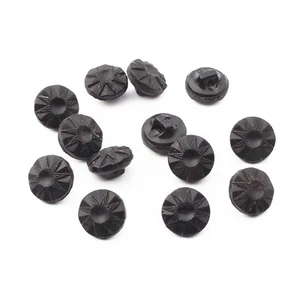 Lot (12) Czech Vintage geometric starburst black dimi doll glass buttons 10mm - Picture 1 of 2
