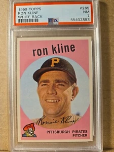 1959 Topps #265 Ron Kline Pittsburg Pirates PSA 7 NM White Back 2883 - Picture 1 of 2