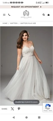 Vestido de Noiva Watters Noivas Fada 18w 09086T Rede de Renda Azriel Catedral Véu - Imagem 1 de 4