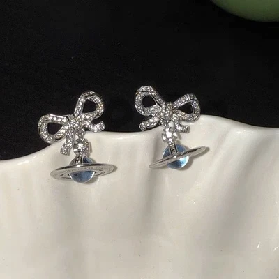 Pingente de bola luxuoso arco de diamante geleira estrela terra azul corrente de clavícula prata - Imagem 1 de 4