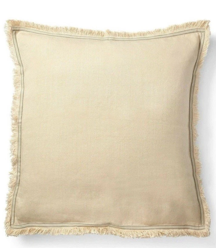 Ralph Lauren Corbella Linen Cotton Fringed Pillow Sham - EURO - Buff