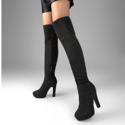 Womens Ladies Sexy Over The Knee Boots Fashion Thigh High 5 inch High Heel Boots - Image 1 of 4