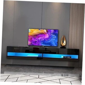 Floating LED TV Stand, Wall Mounted Entertainment Center with Storage and LED - Picture 1 of 6