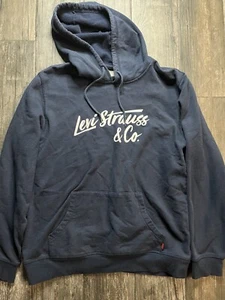 Levi’s Strauss Logo Hoodie Navy Size Men’s Medium - Picture 1 of 3