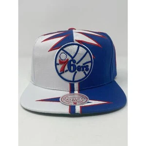 Philadelphia 76ers SnapBack Hat Mitchell & Ness x Lids Shockwave Adjustable Cap - Picture 1 of 6