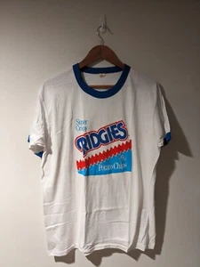 Vintage 80s Ridgies Potato Chips Wise Pennsylvania White X-Large Ringer T-Shirt - Picture 1 of 8