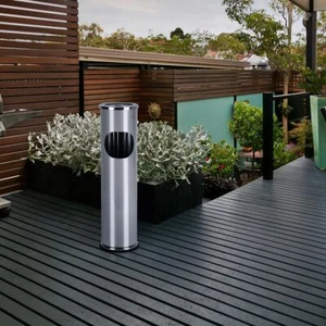 Mülleimer Standaschenbecher Aschenbecher Außen Edelstahl 8 Liter Garten H 54 cm - Bild 1 von 9