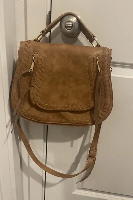 Urban Expressions Purse Tan Vegan Leather Tamsin Saddle Crossbody Satchel Y2K - Image 1 of 4