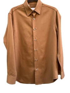 Brioni 98% Wool Button Down Dress Shirt in Brown Made in Italy, Size Small - Picture 1 of 9