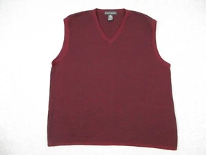 Robert Banks Suéter Chaleco Hombres L Rojo Negro Cuello en V Lana Merino Pullover Sin Mangas - Imagen 1 de 11