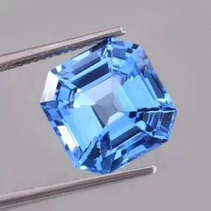Natural Santa Maria Aquamarine 10.12 Ct Certified Asscher Cut Loose Gemstone - Picture 1 of 5