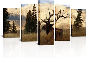 Deer In Autumn Forest Painting Giclee Prints Wildlife Pictures Animal Elk Poster - Picture 1 of 4