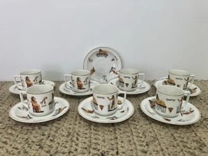 Set of 7- Vintage Suisse Langenthal Porcelain Demitasse Cups & Saucers. Egyptian - Picture 1 of 23