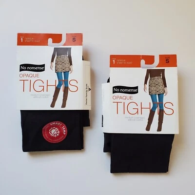 Lote 2 pares de medias opacas pequeñas sin tonterías para mujer talla S negras transparentes a la cintura Foto 1 de 4