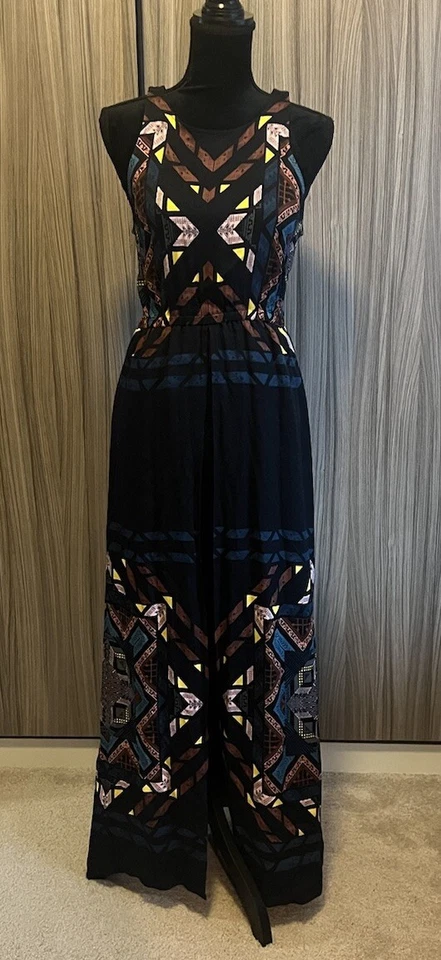 Maxi Vestido Tribal Ella Moss Hopelux Negro Mameluco S Pequeño $258 Foto 1 de 4