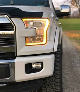 Juego de tapa de extremo de parachoques delantero blanco brillante / para Ford F150 15-17 con niebla - Imagen 1 de 10