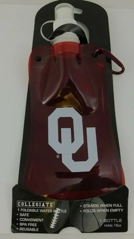 Oklahoma Sooners OU Foldable Water Bottle 16 oz Biking Hiking Cover