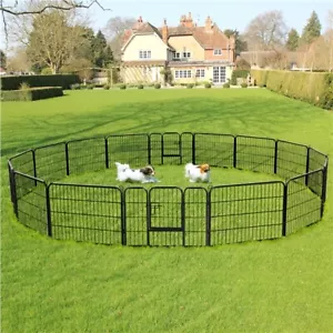 More details for metal dog playpen pet puppy pen small animals exercise fence (60cm h, 2 panels)