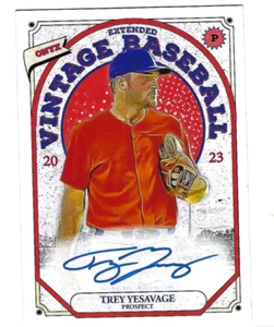 TREY YESAVAGE 2023 ONYX VINTAGE EXTENDED BASEBALL ON CARD AUTO BLUE INK - Picture 1 of 1
