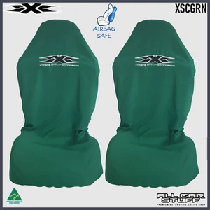 One Pair Australian Made sXc Jade Green Slip On Throw Over Car Seat Covers - Picture 1 of 8