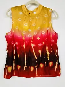 Jones Of New York Damen Batik ärmelloses Top rot gelb braun Größe Large NEU - Bild 1 von 8