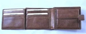 Portafogli Uomo Vera Pelle italiana vacchetta Porta card made in italy bottone - Picture 1 of 5