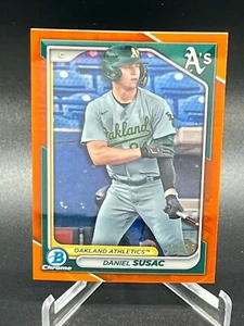 2024 BOWMAN DANIEL SUSAC ORANGE CHROME REFRACTOR 14/25 BCP-42 ATHLETICS - Picture 1 of 2
