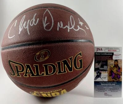 Clyde Drexler Signed Spalding NBA Basketball Auto Portland Trailblazers JSA COA - Image 1 of 2