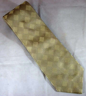 Gold Squares Check Silk Neck Tie Park Avenue 57" Long x 4" Wide (E453) - Image 1 of 3