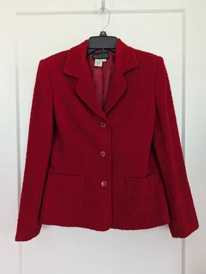 Blazer De Colección Herman Geist Mujer Talla 4 Rojo Mezcla Lana Forrado Informal Carrera Elegante Foto 1 de 4
