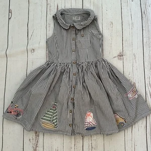 Girls Next Size 4-5 Years (110cm) White Navy Blue Dress VGC! - Picture 1 of 10
