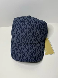 Michael Kors Printed MK Logo Adjustable Baseball Cap Hat Navy Blue NWT - Picture 1 of 5