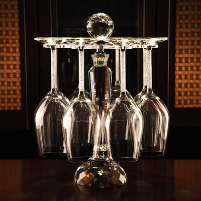 Elegante estante de almacenamiento de vidrio de cristal de escritorio/giro para 8 copas de vino... Foto 1 de 4