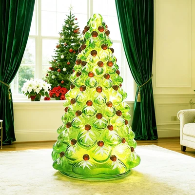 Christmas Decor Lights,Mercury Glass Tree Lights with Timer.Lighted Glass Tablet - Image 1 of 4