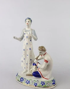 Estatuilla de porcelana Dulevo Snegurochka y Lel era URSS años 50 regalo coleccionable - Imagen 1 de 10